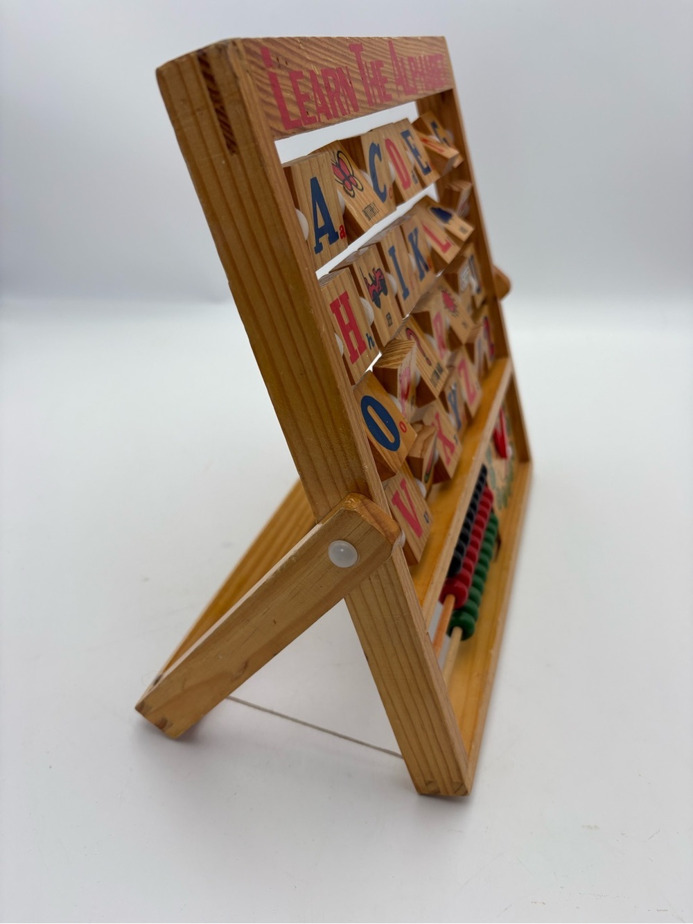Vintage Learn The Alphabet Wooden Activity Center - Letters, abacus and clock - Picture 4 of 7